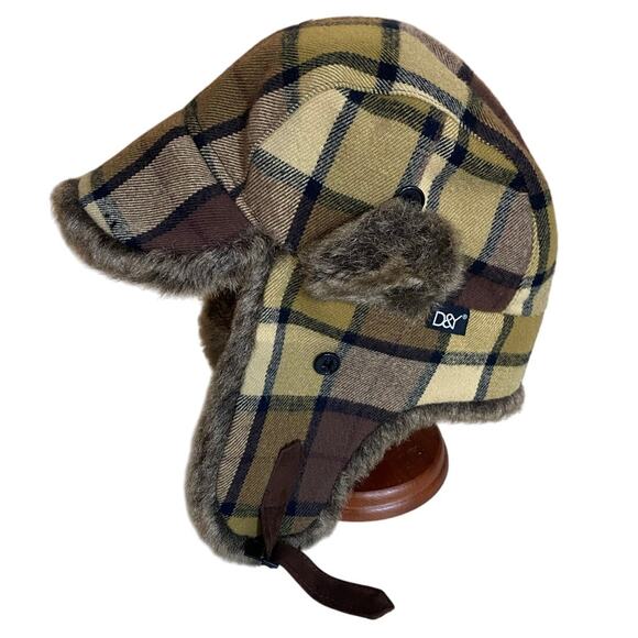 David & Young Men's Sustainable Recycled Fashion Beanie OS Brown Black Faux Fur - Picture 7 of 7